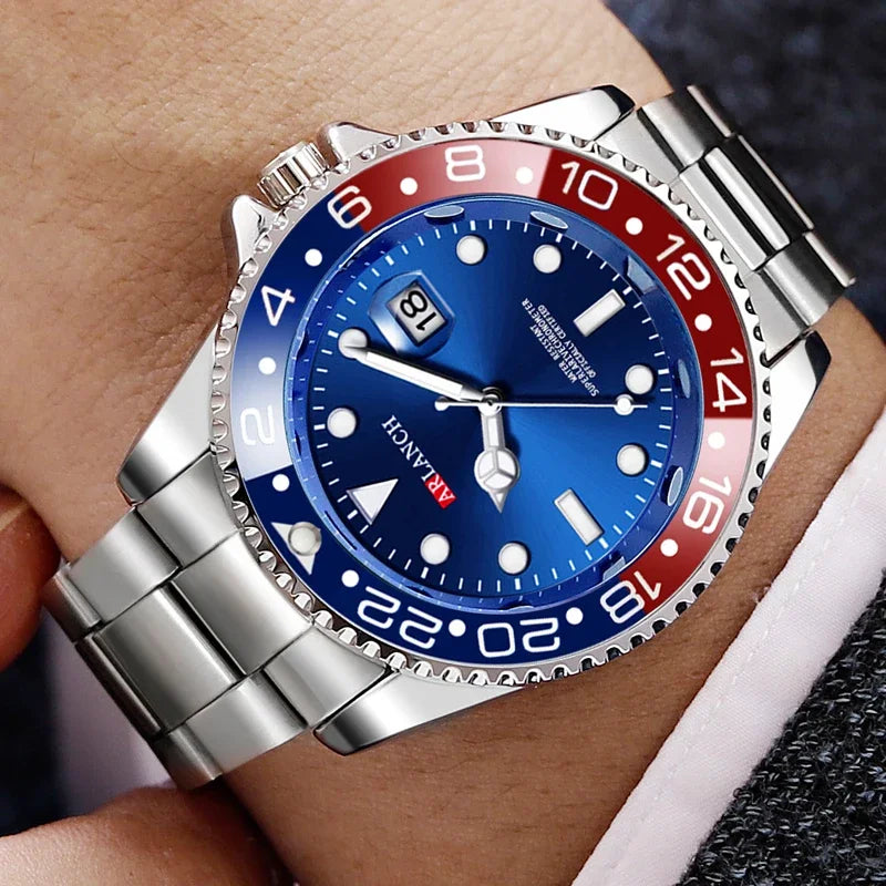 Orologio da Uomo 40 mm in Acciaio con Ghiera in Vari colori - Datario – Subacqueo
