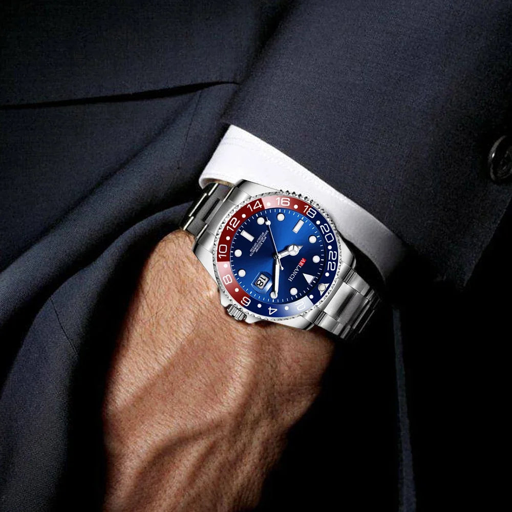 Orologio da Uomo 40 mm in Acciaio con Ghiera in Vari colori - Datario – Subacqueo