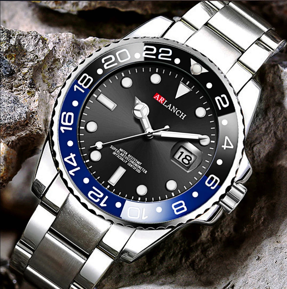 Orologio da Uomo 40 mm in Acciaio con Ghiera in Vari colori - Datario – Subacqueo