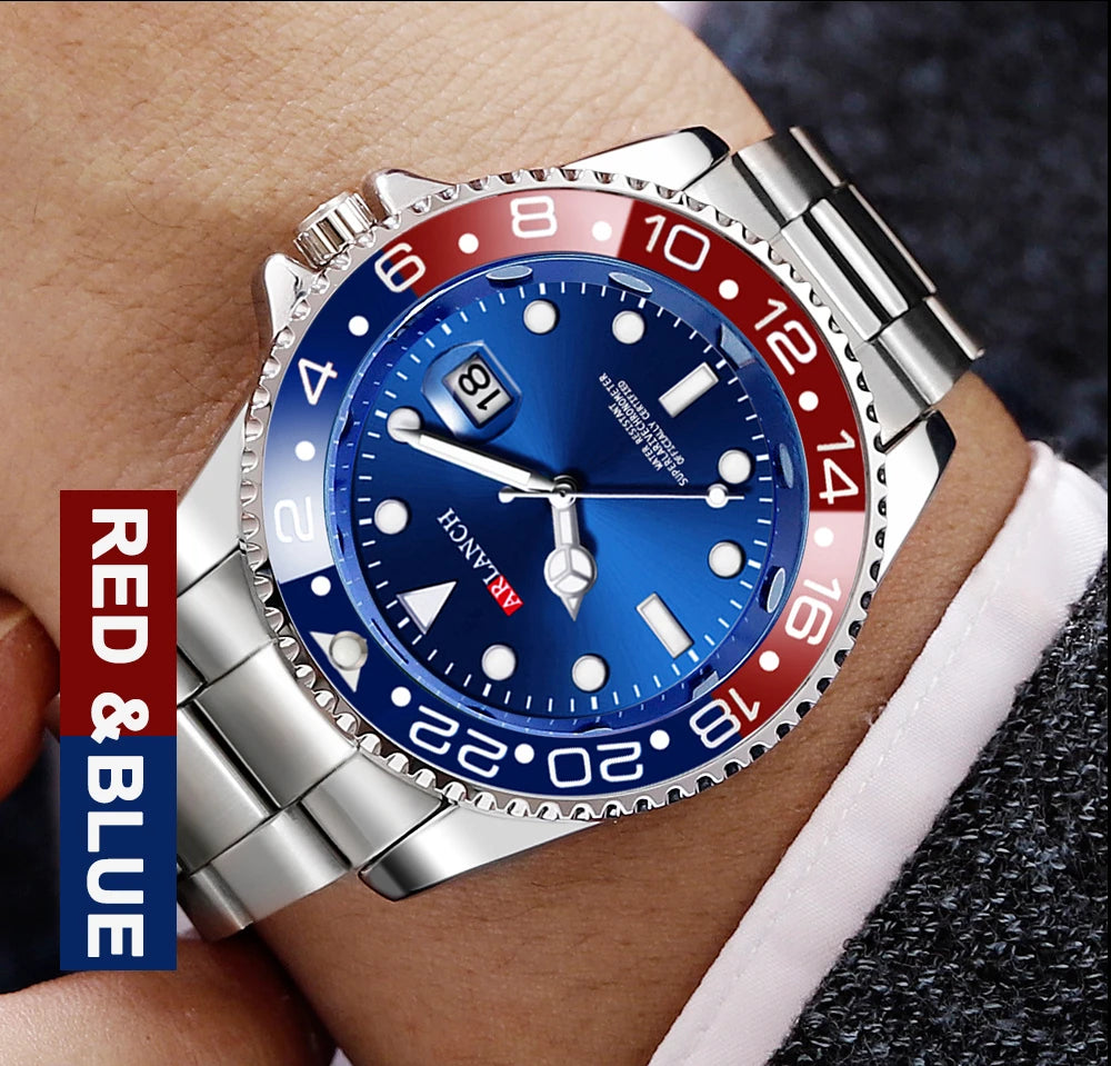 Orologio da Uomo 40 mm in Acciaio con Ghiera in Vari colori - Datario – Subacqueo