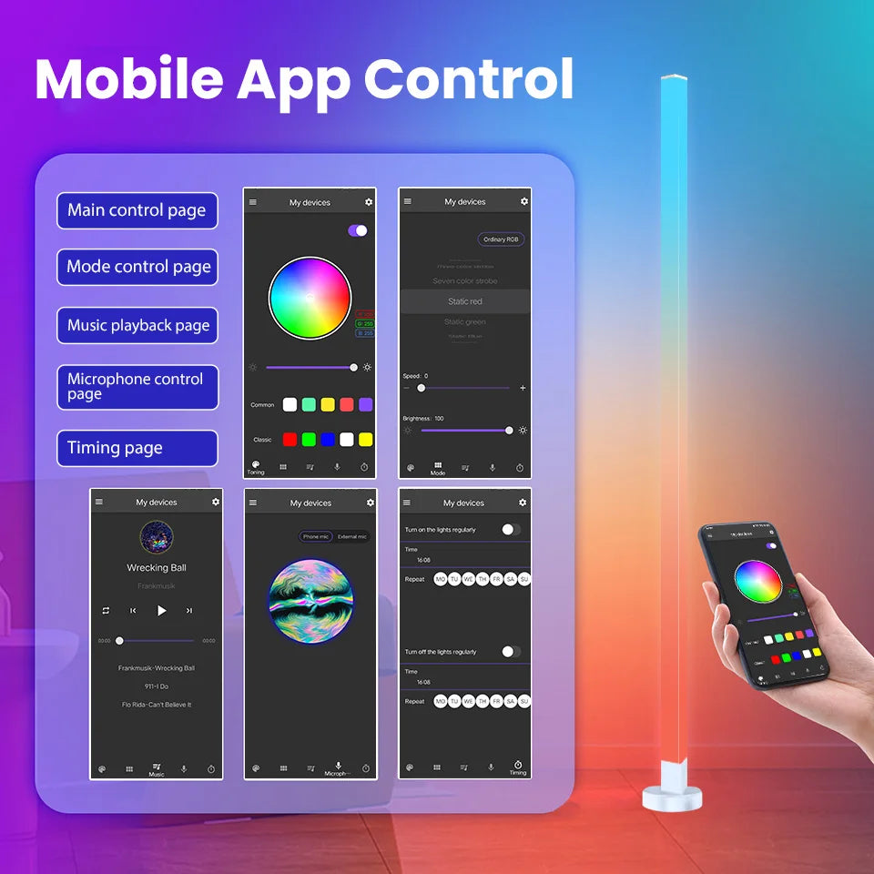 Lampada da Terra RGB Smart - Controllo APP, LED Multicolore Dimmerabili (Disponibile in 2 misure: 90 cm e 150 cm)