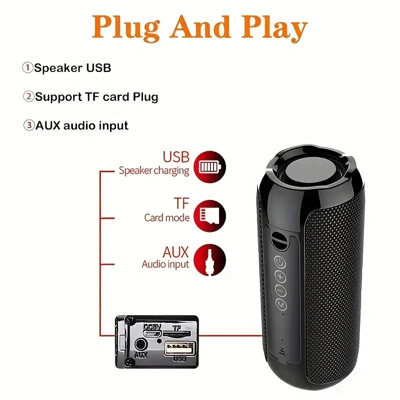 Speaker Bluetooth T&G TG117 – Portatile, Woofer Potente, FM, USB, IPX5, Vari Colori Disponibili