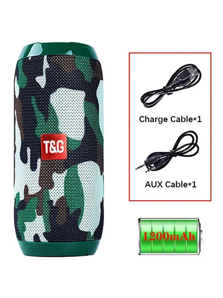 Speaker Bluetooth T&G TG117 – Portatile, Woofer Potente, FM, USB, IPX5, Vari Colori Disponibili