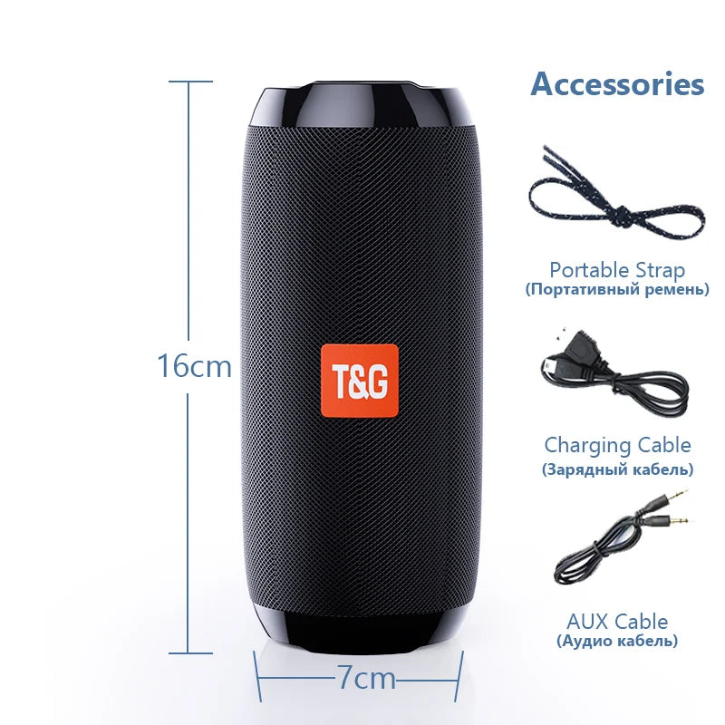 Speaker Bluetooth T&G TG117 – Portatile, Woofer Potente, FM, USB, IPX5, Vari Colori Disponibili